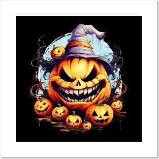 Spooky Halloween Jack-O-Lantern Pumpkin Posters and Art